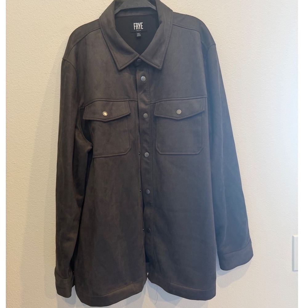Frye Faux Suede Shirt Jacket Mens XXL Brown Snap Front Western Shacket